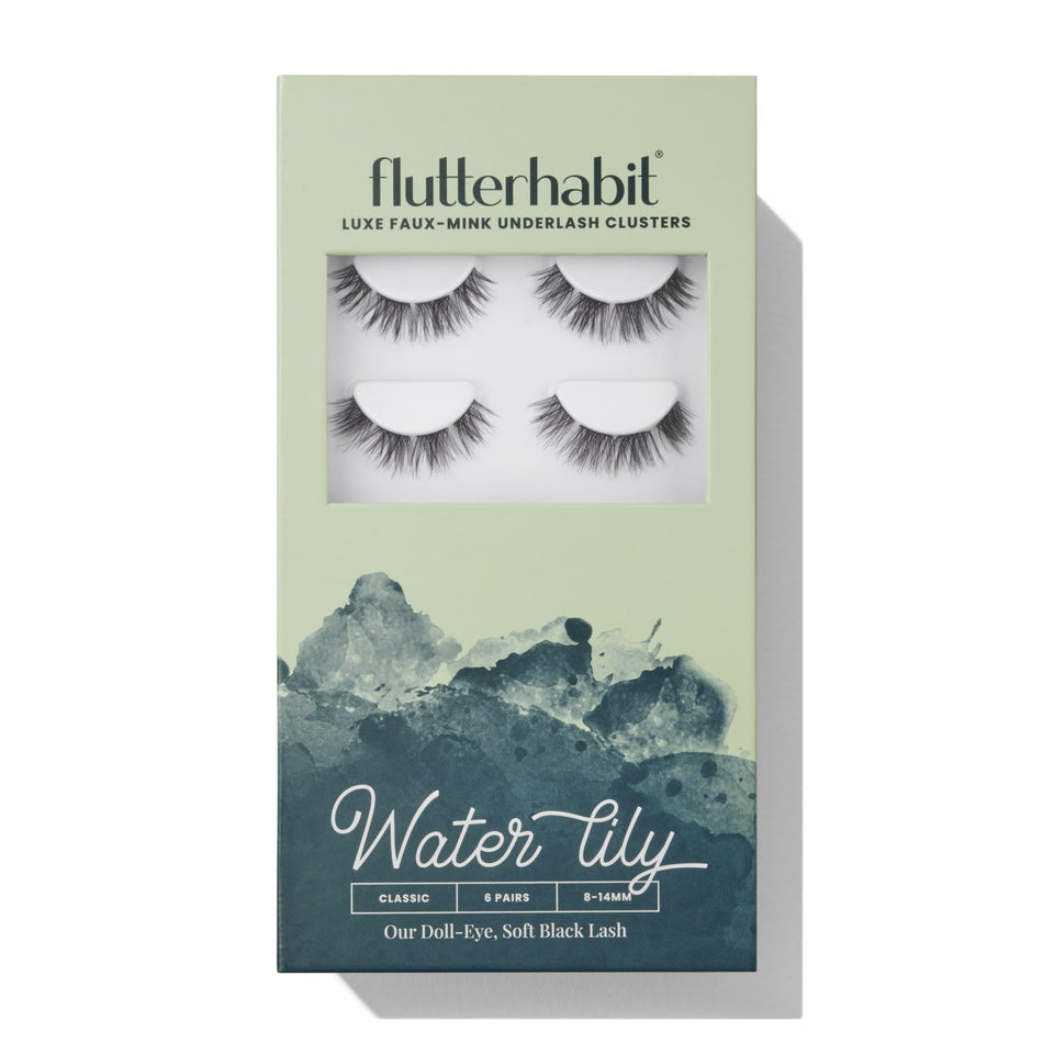 FlutterHabit front packaging showing six pairs and lengths, clear product info and benefit