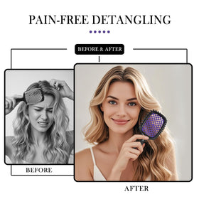FlyLanyards brush used in shower detangling wet hair with conditioner to reduce knots
