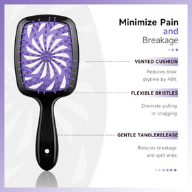 FlyLanyards detangling brush closeup showing vented back and secure grip
