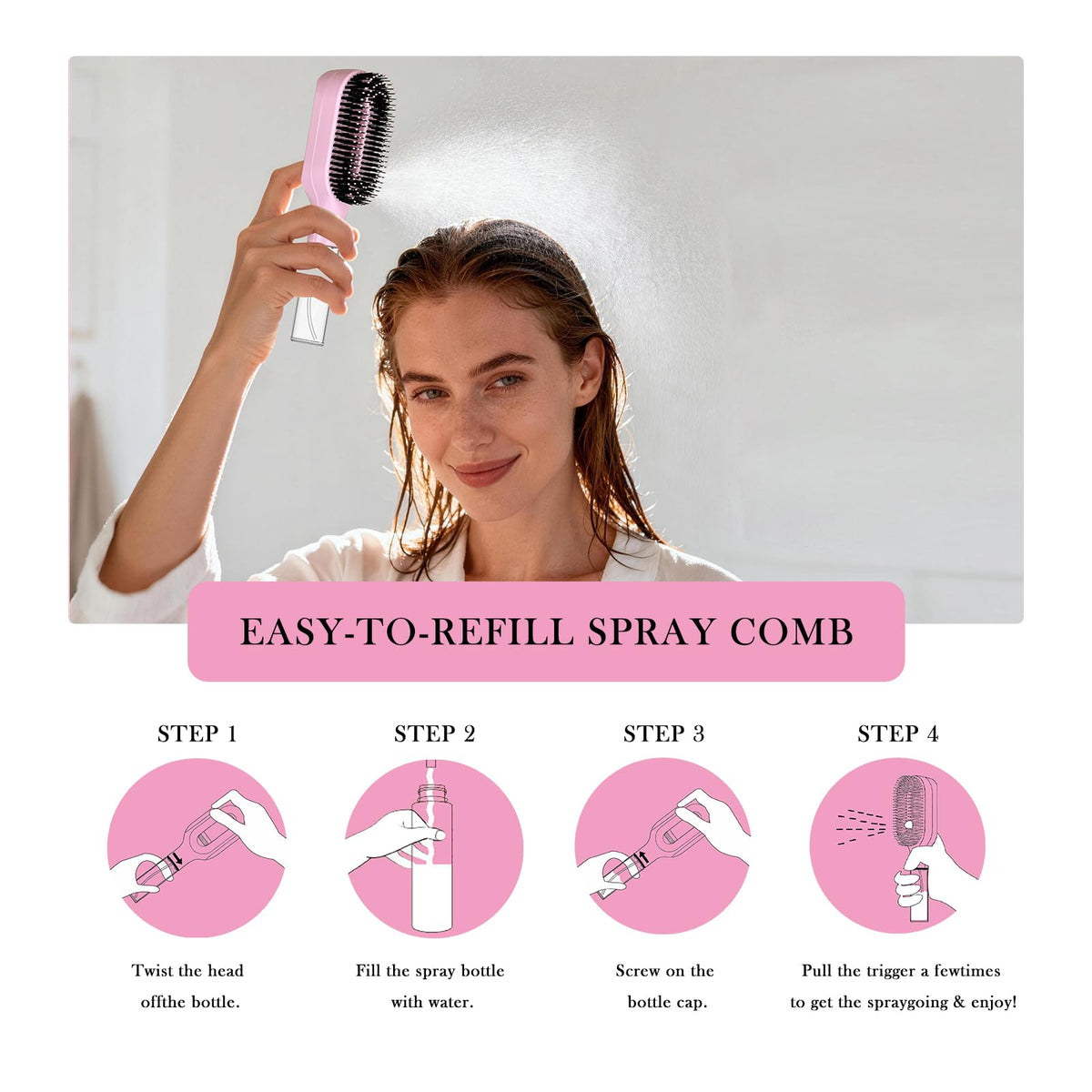 FlyLanyards brushing dry hair to reduce frizz and improve smoothness
