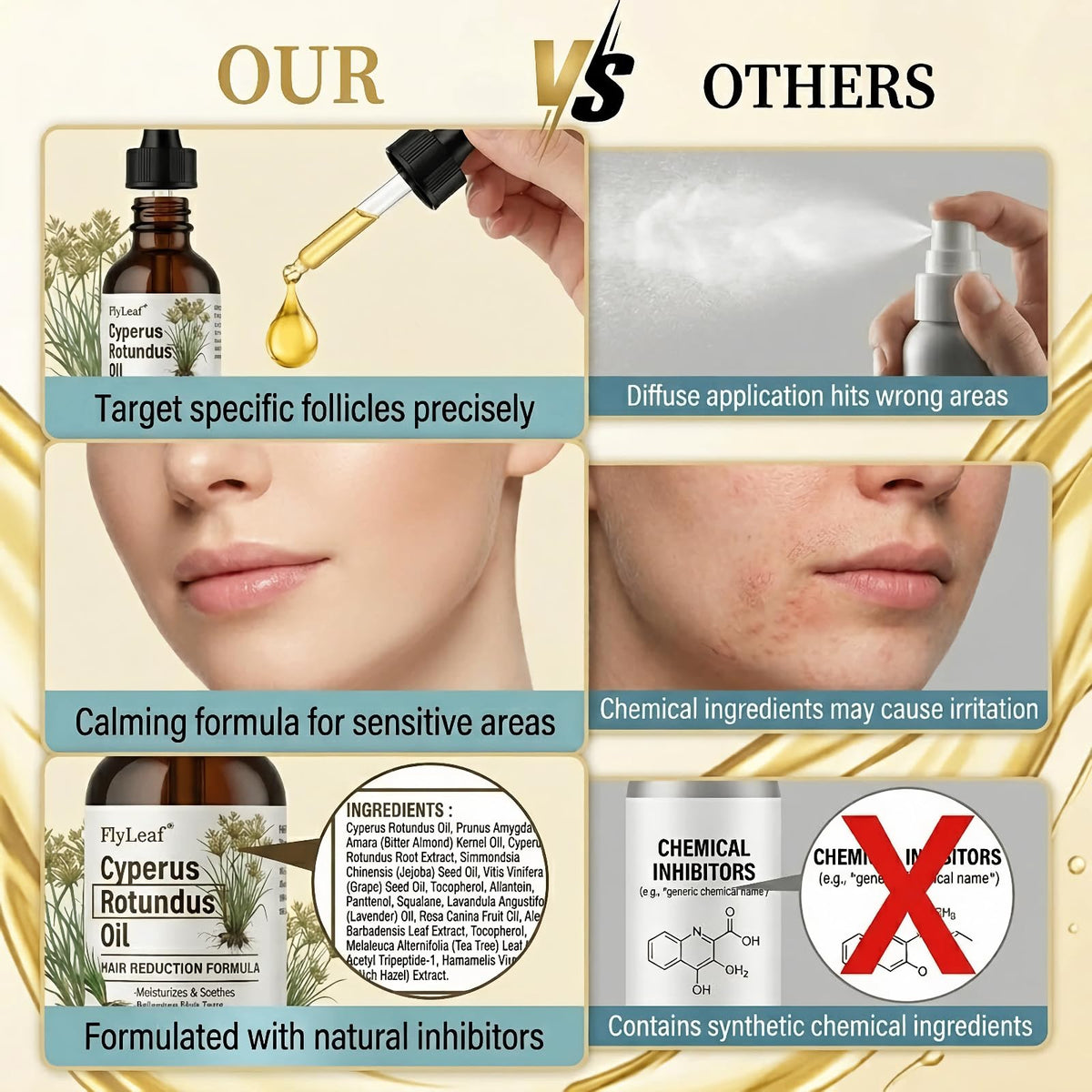 FLYLEAF label close-up emphasizing cold-pressed, hexane-free purity benefit