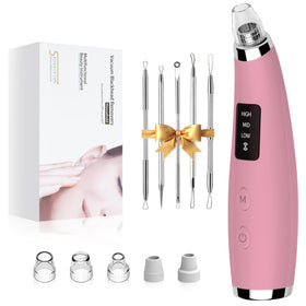 FLYMOOO front view of pore vacuum showing compact pink design and controls for travel convenience