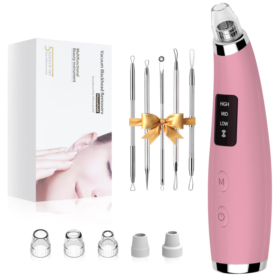 FLYMOOO front view of pore vacuum showing compact pink design and controls for travel convenience