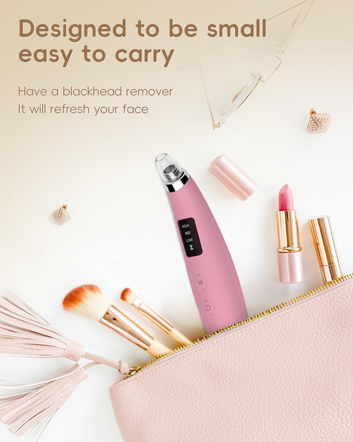 FLYMOOO device on bathroom counter in lifestyle setting indicating travel-ready skincare routine