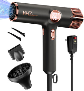FMZ front view showing compact salon-grade dryer and balanced grip for control
