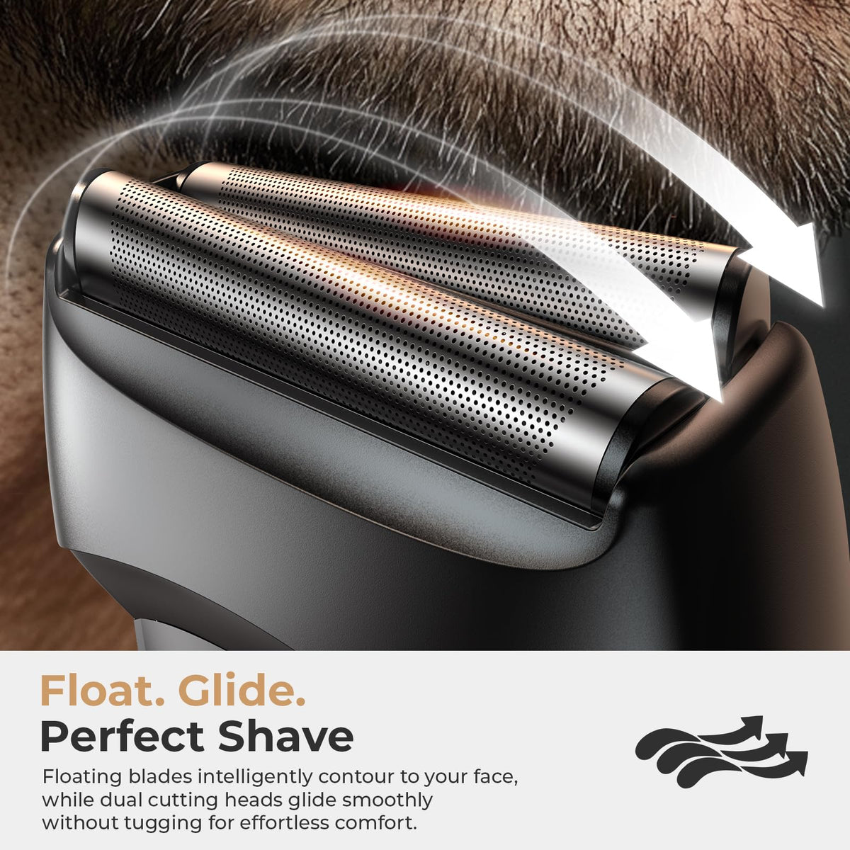 Fndna close-up of floating head demonstrating contour adaptation and gentle comfort