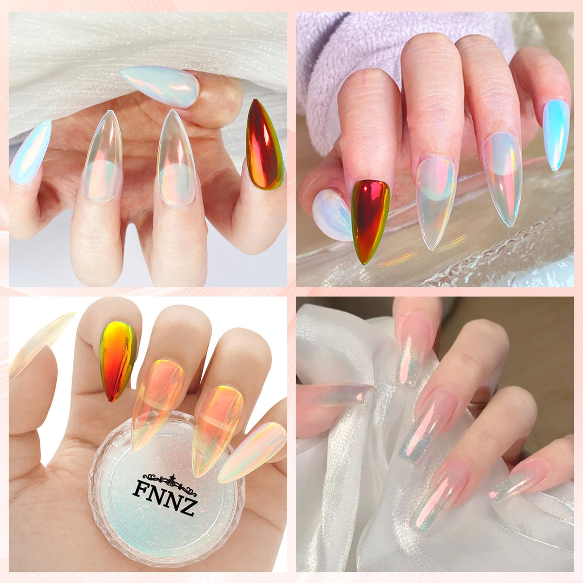 FNNZ finished cured nail with high-gloss chrome finish showing durable reflective result