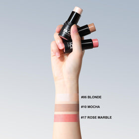 FOCALLURE applying contour stick to cheek for fast sculpting