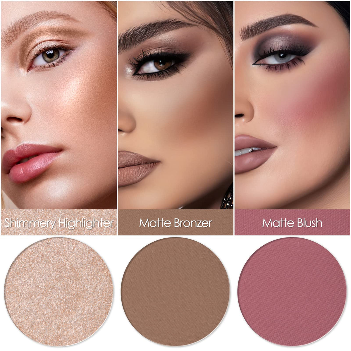 FOCALLURE close-up of powder pans texture illustrating smooth, blendable finish