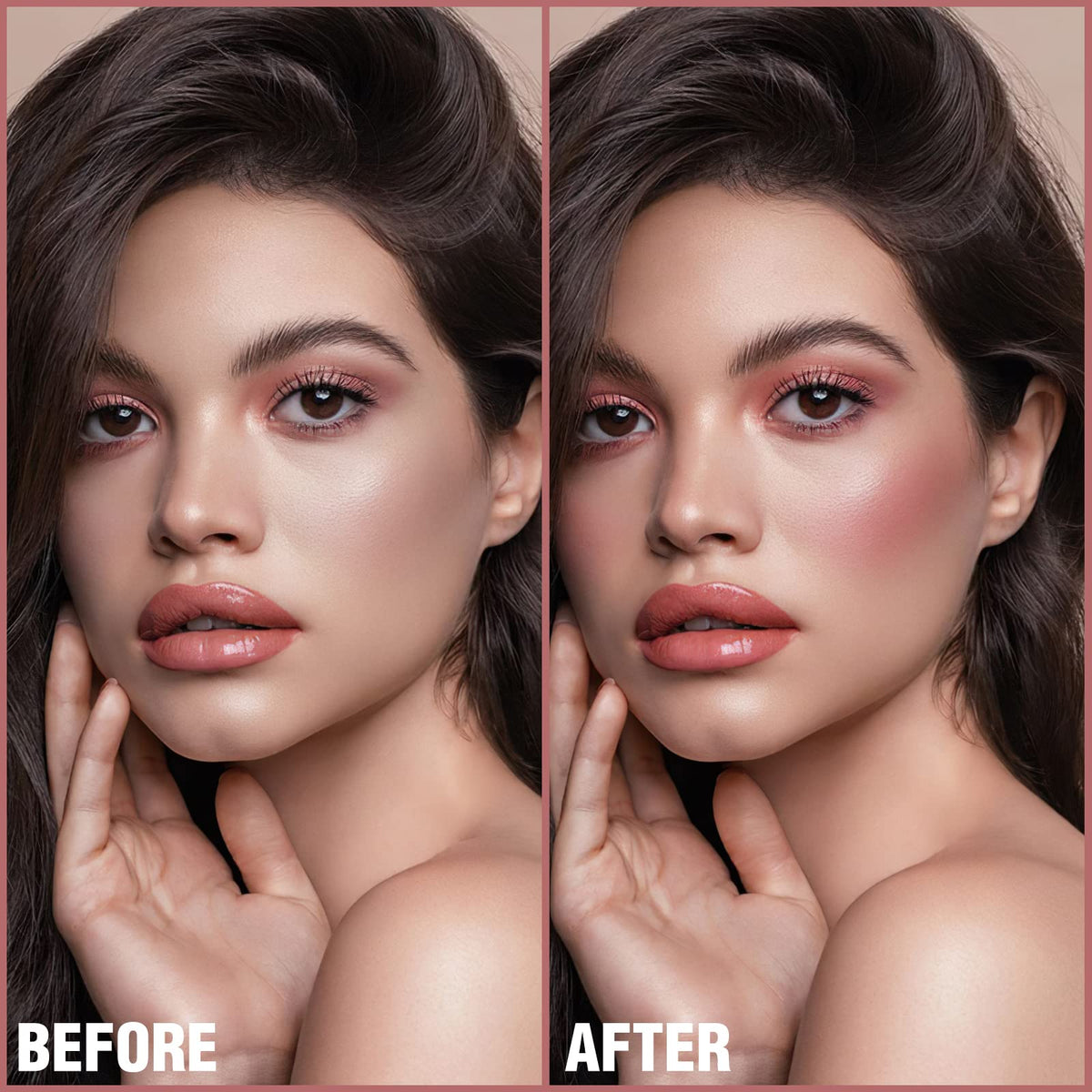 FOCALLURE multi-stick used on lips and eyelids creating cohesive monochrome look