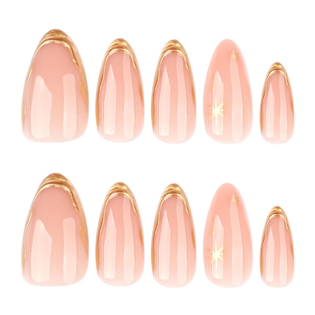 Foccna hand applying press-on nail demonstrating fast five-minute manicure convenience