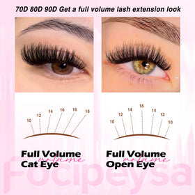 Focipeysa before and after lashes showing added volume and eye-opening effect