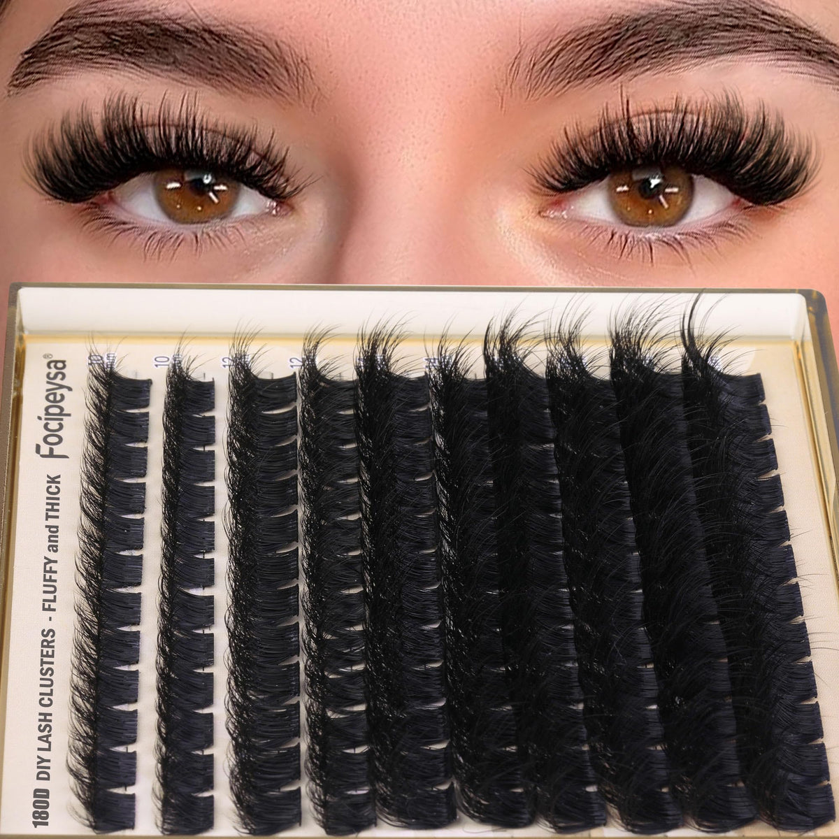 Focipeysa before and after eyes showing fuller, lifted lash effect