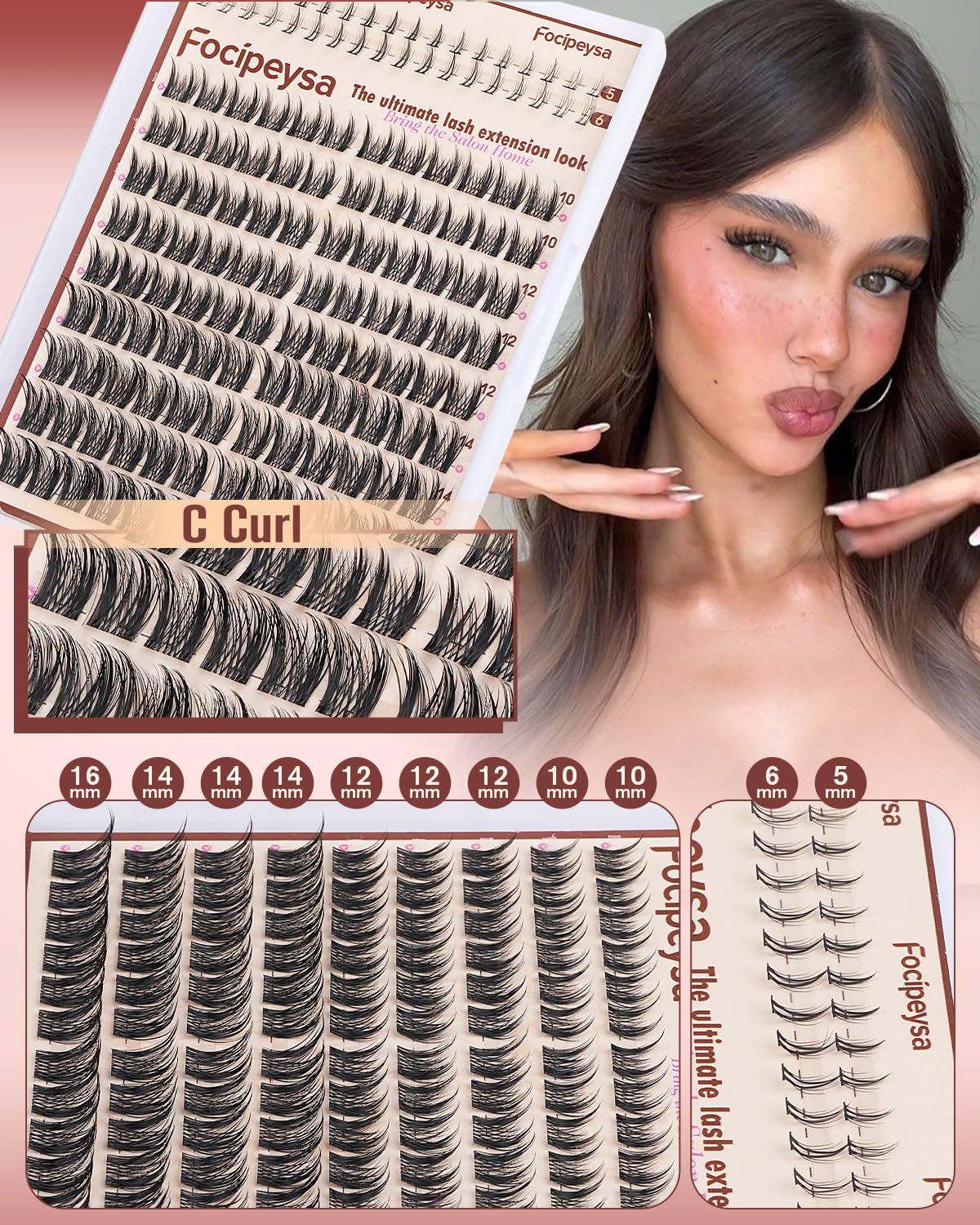 Focipeysa bottom lash clusters detail for balanced eye definition