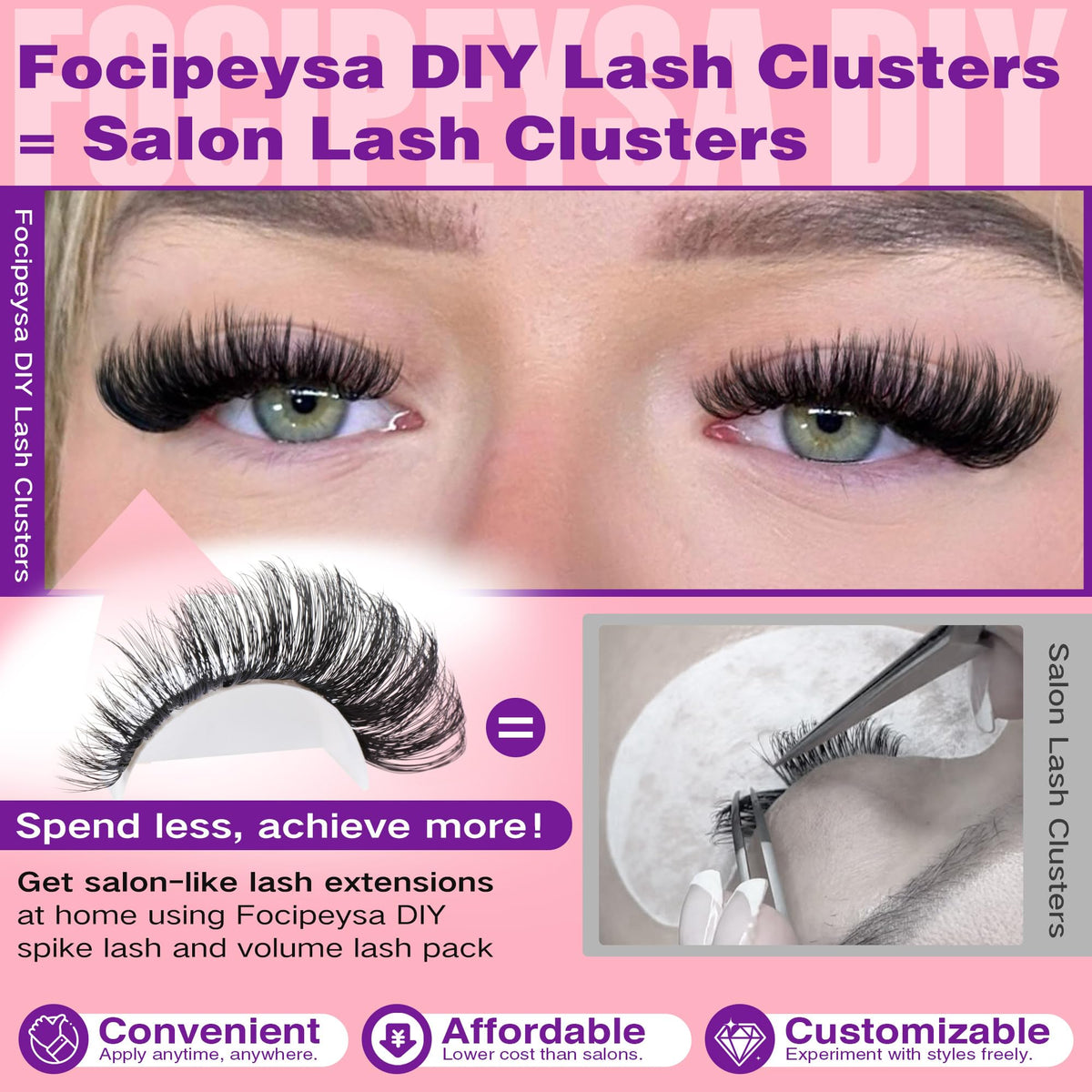 Focipeysa close-up of pre-bunched clusters highlighting fluffy texture and natural blending benefit
