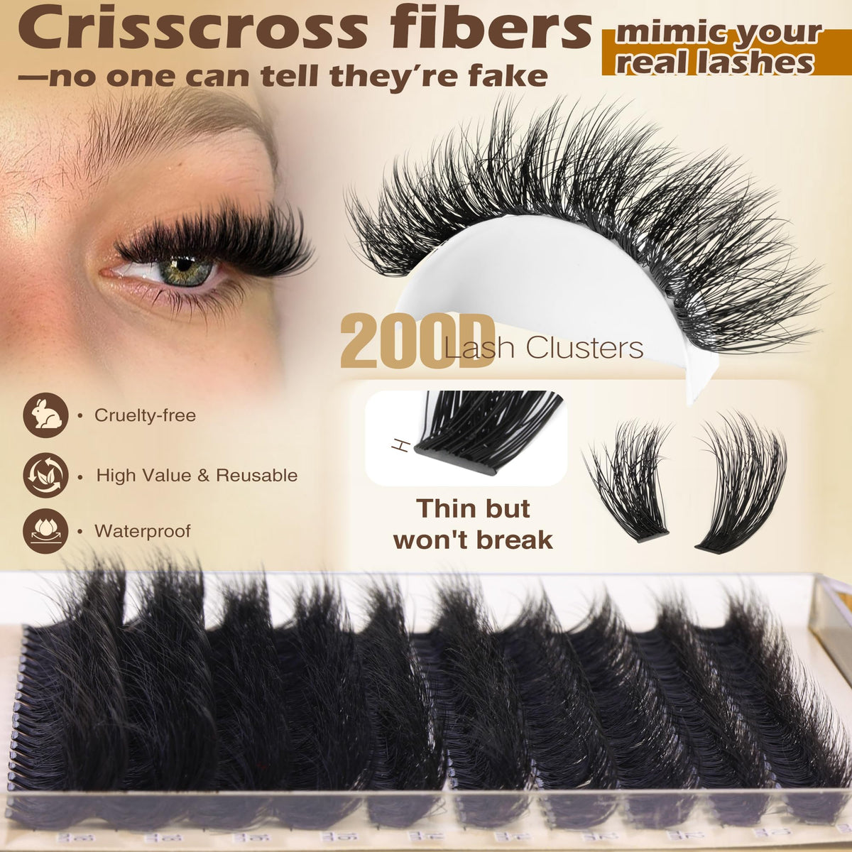 Focipeysa close-up showing fluffy D-curl clusters for natural volume