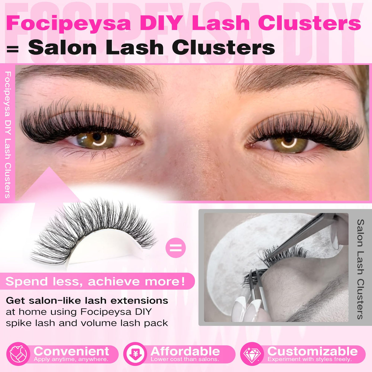 Focipeysa close-up of cluster bases highlighting easy adhesive application