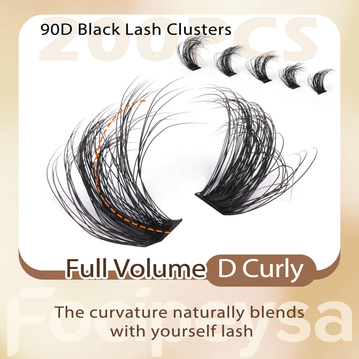 Focipeysa detail of cluster band showing tight base for easy application and minimal shedding