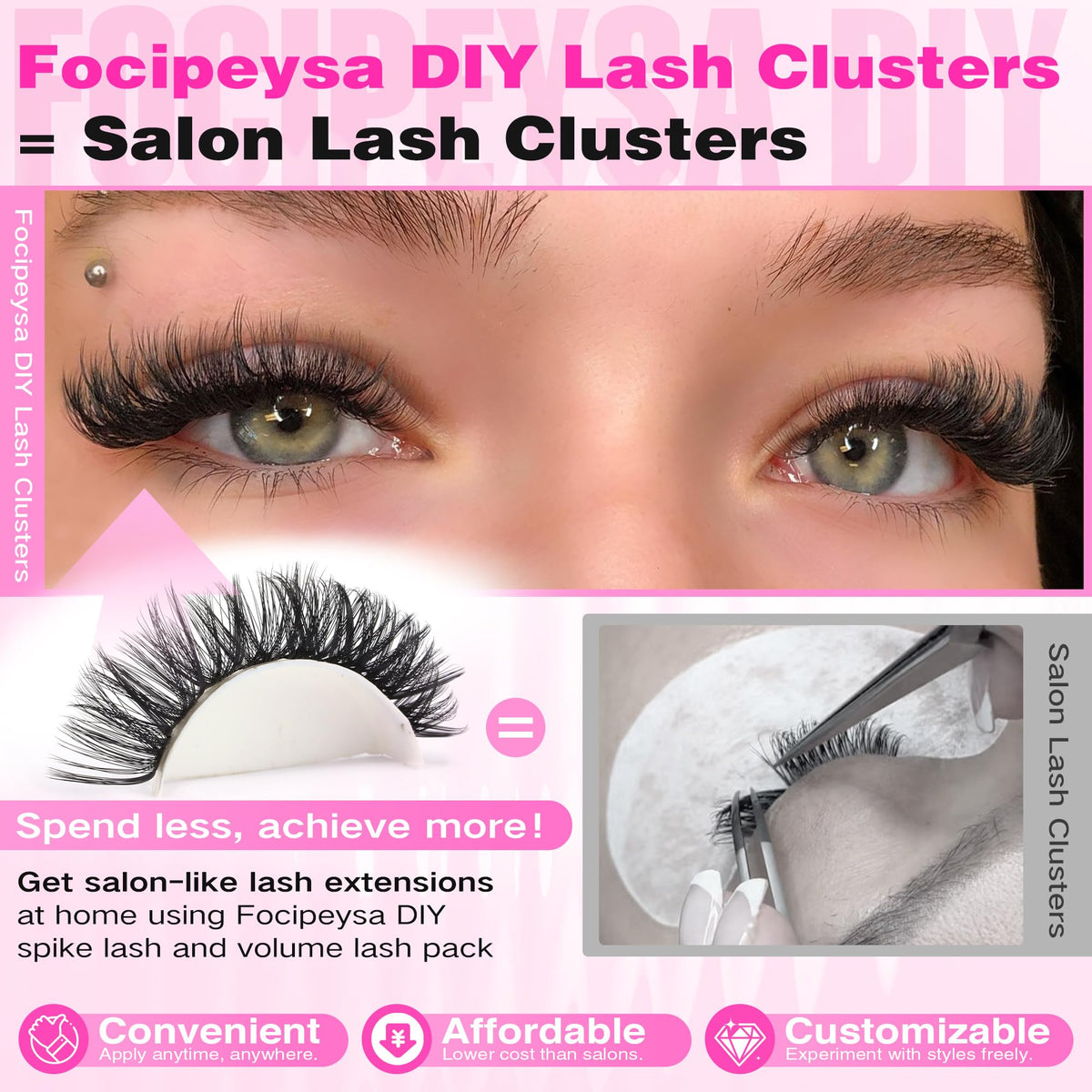 Focipeysa close-up of a single cluster highlighting curl and natural blend benefit