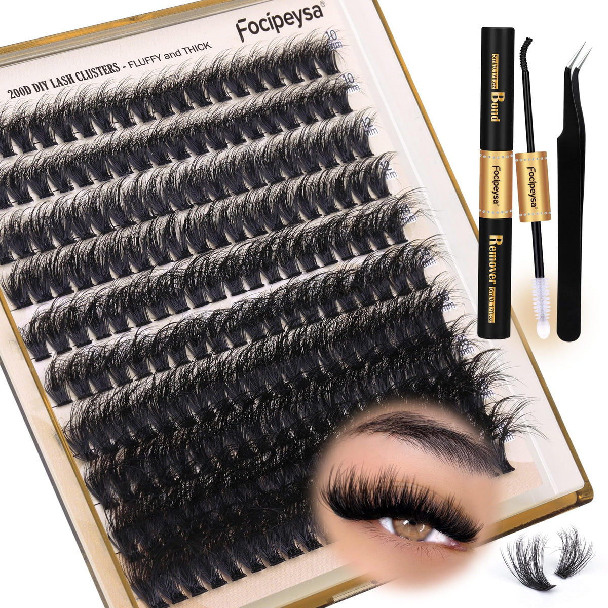 Focipeysa front packaging showing full lash extension kit benefits
