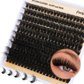 Focipeysa front packaging showing 200pcs DIY lash clusters and product branding for convenience