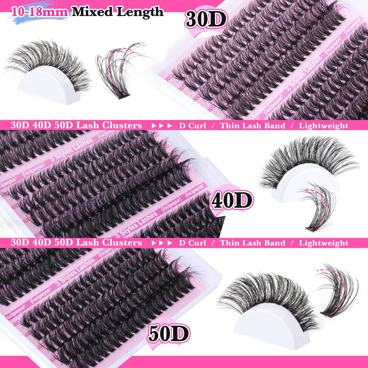Focipeysa applying a cluster lash at home for quick salon-style results