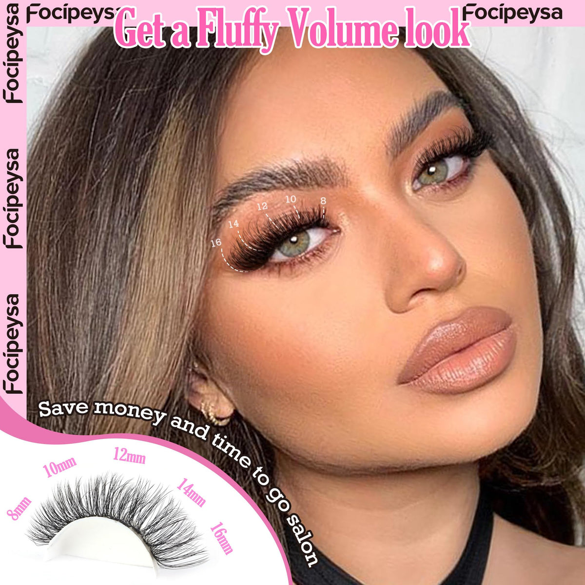 Focipeysa side-by-side length comparison 8mm to 16mm for styling choices
