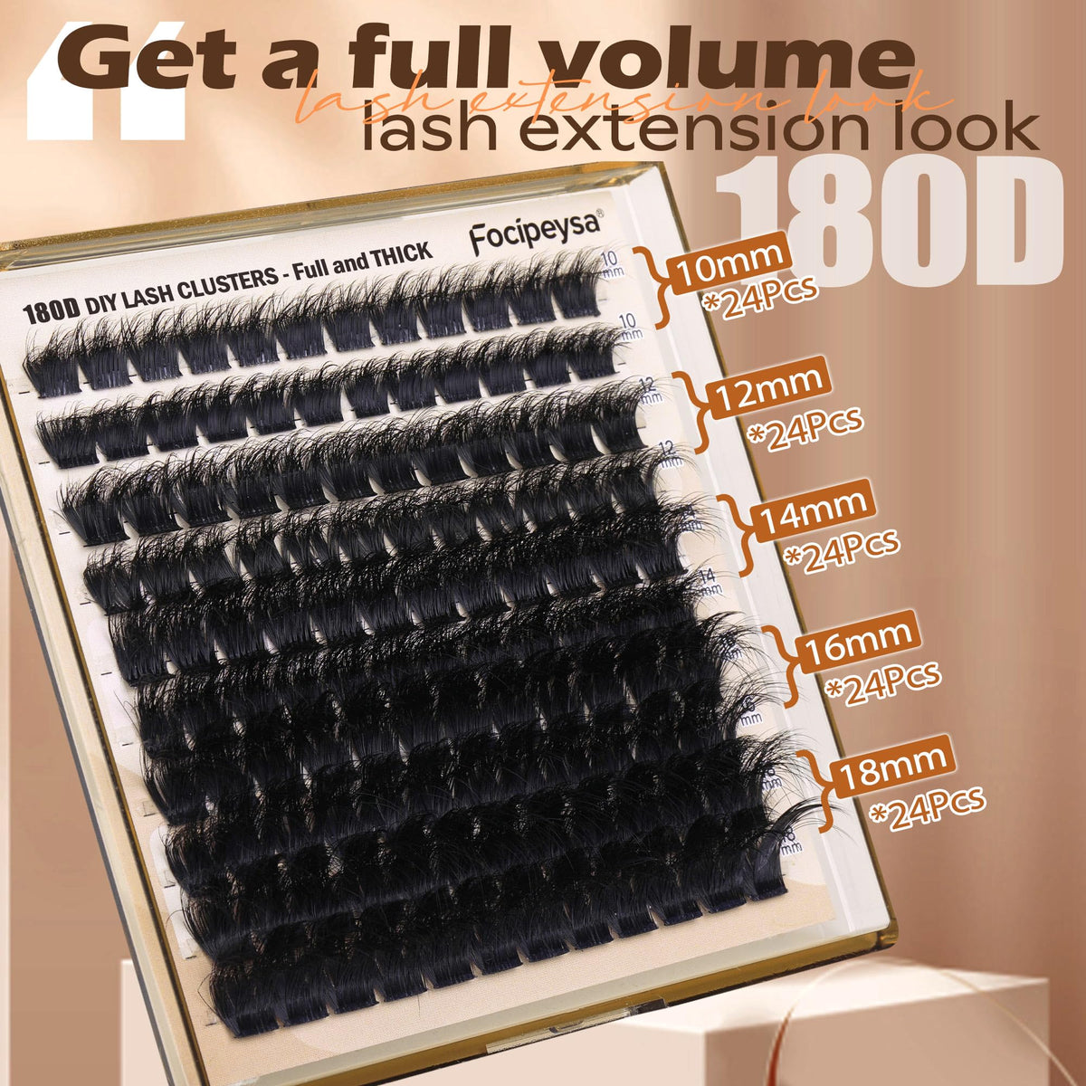 Focipeysa display of mixed 10–18mm clusters to customize volume