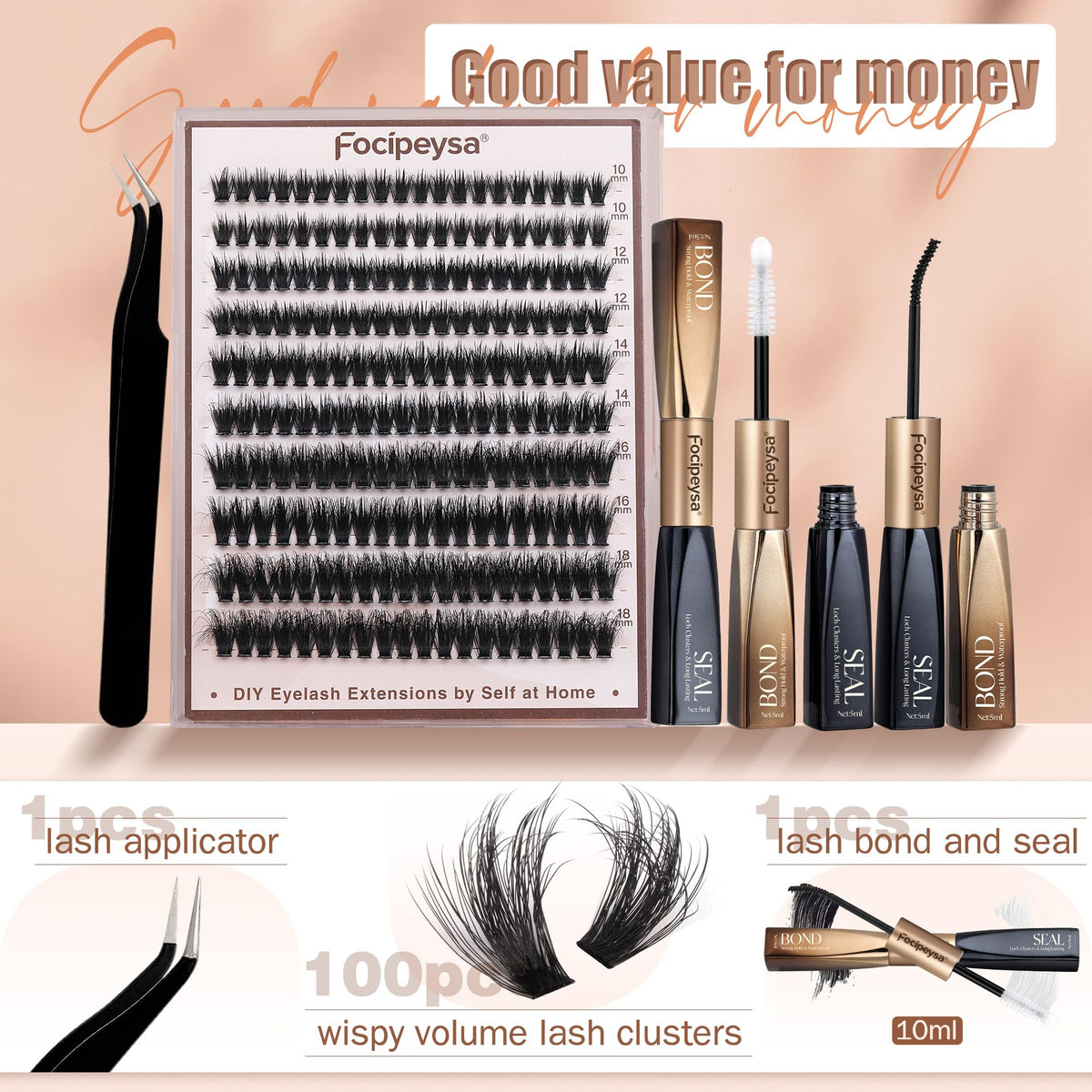 Focipeysa display of 10mm to 16mm clusters for customizable lengths