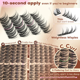 Focipeysa grouped 10 12 14 16mm lashes showing customizable lengths