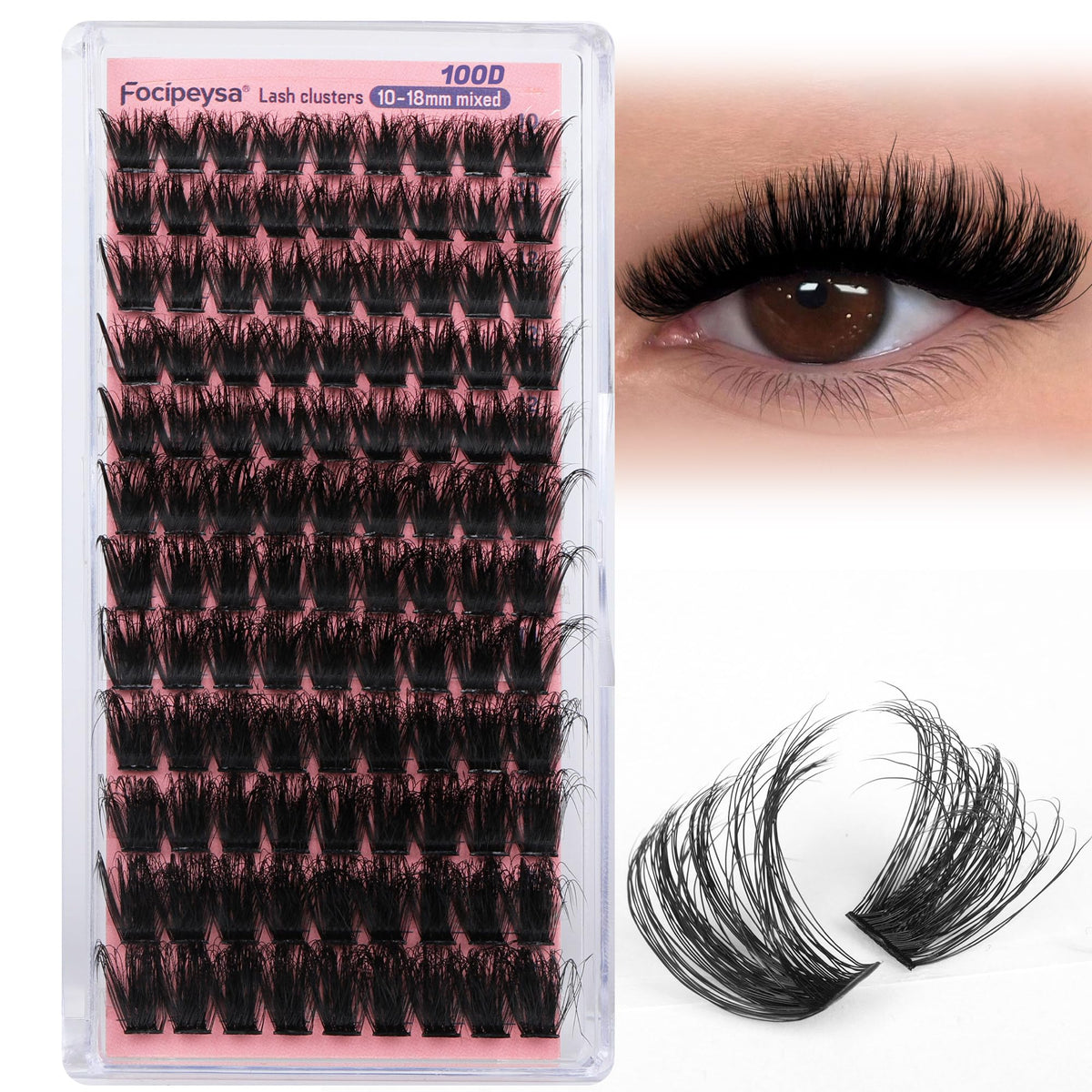 Focipeysa lifestyle photo with finished makeup presenting natural voluminous lash effect