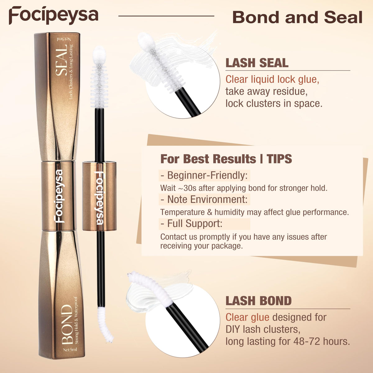 Focipeysa lashes styled on vanity for at-home salon-quality look