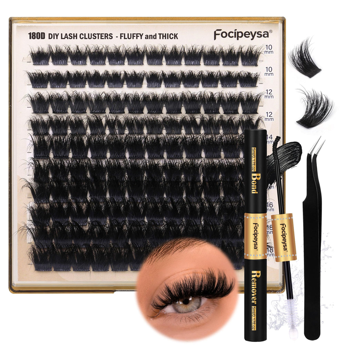 Focipeysa lifestyle shot of model wearing the cluster lashes at event