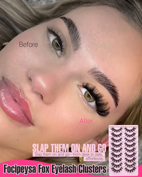 Focipeysa side profile on model showing cat-eye lift benefit