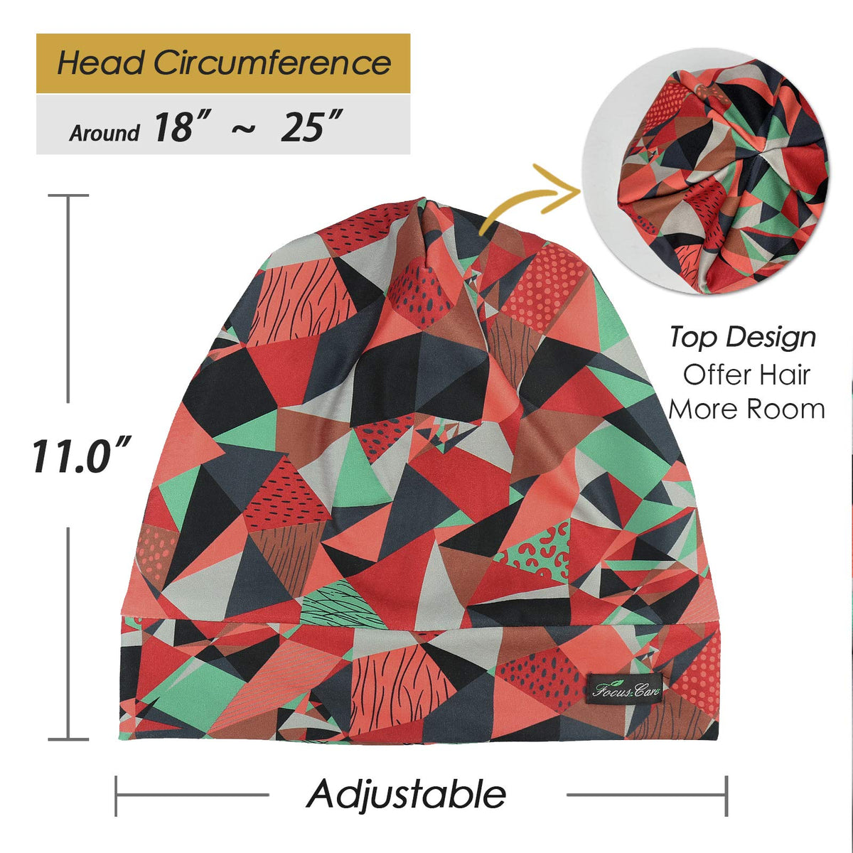 FocusCare baggy fit side profile provides roomy protection for thick hair