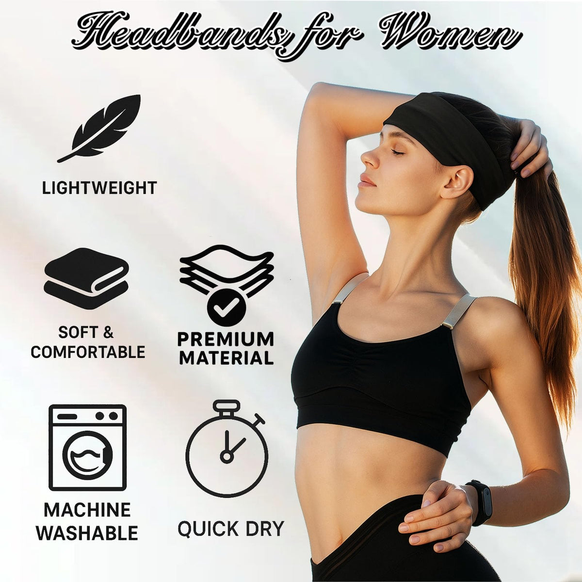 FODALUN headband worn by woman running showing secure fit