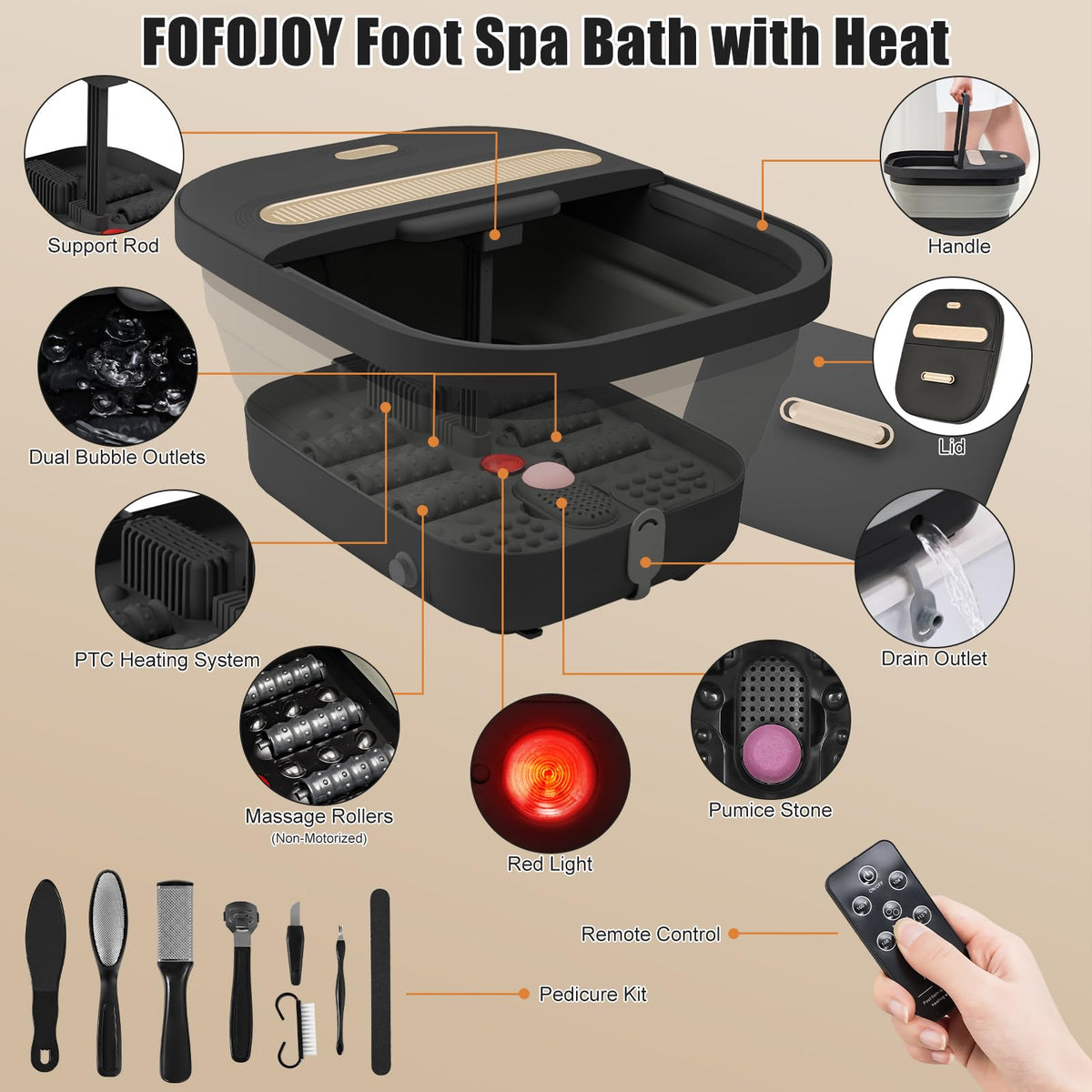 FOFOJÔY close-up of massage rollers and bumps for targeted foot stimulation