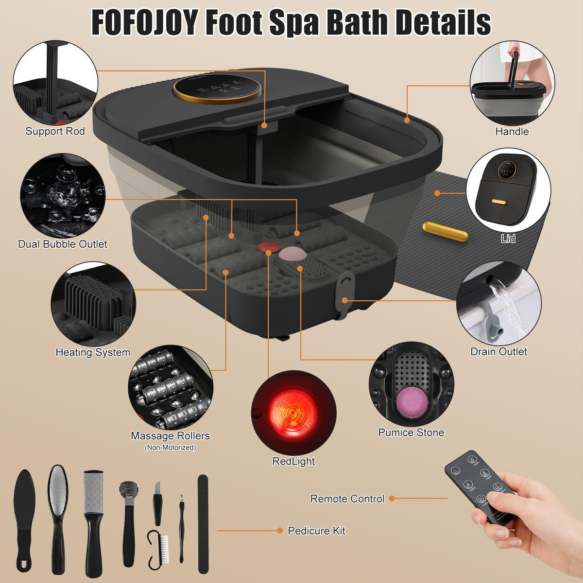 FOFOJÔY close-up of massage rollers and bumps for soothing foot pressure relief