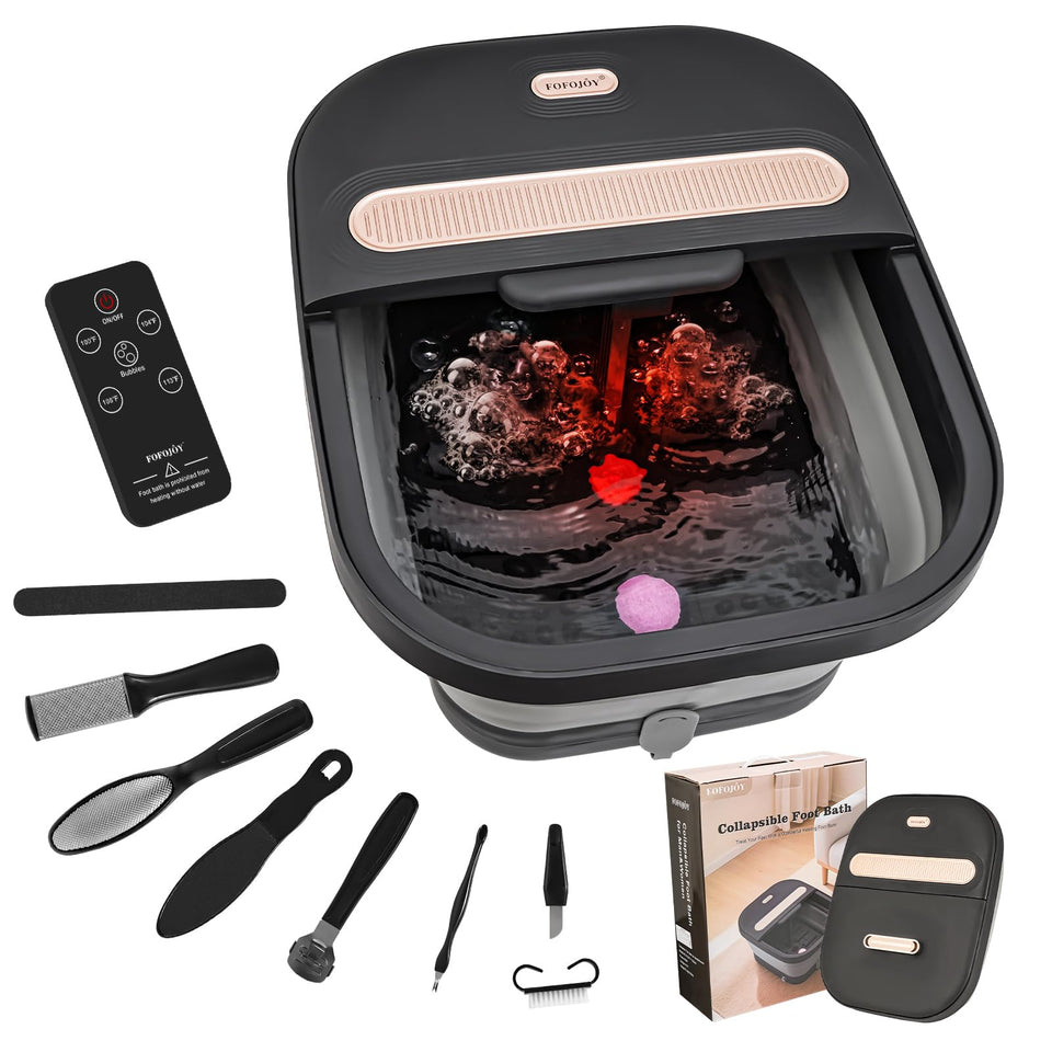 FOFOJÔY front view of foot spa showing controls and roomy basin for comfort