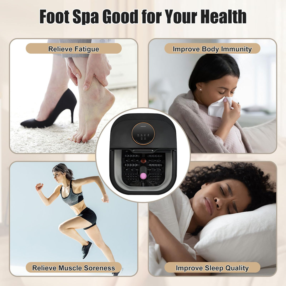 FOFOJÔY in living room lifestyle scene showing relaxing home spa experience
