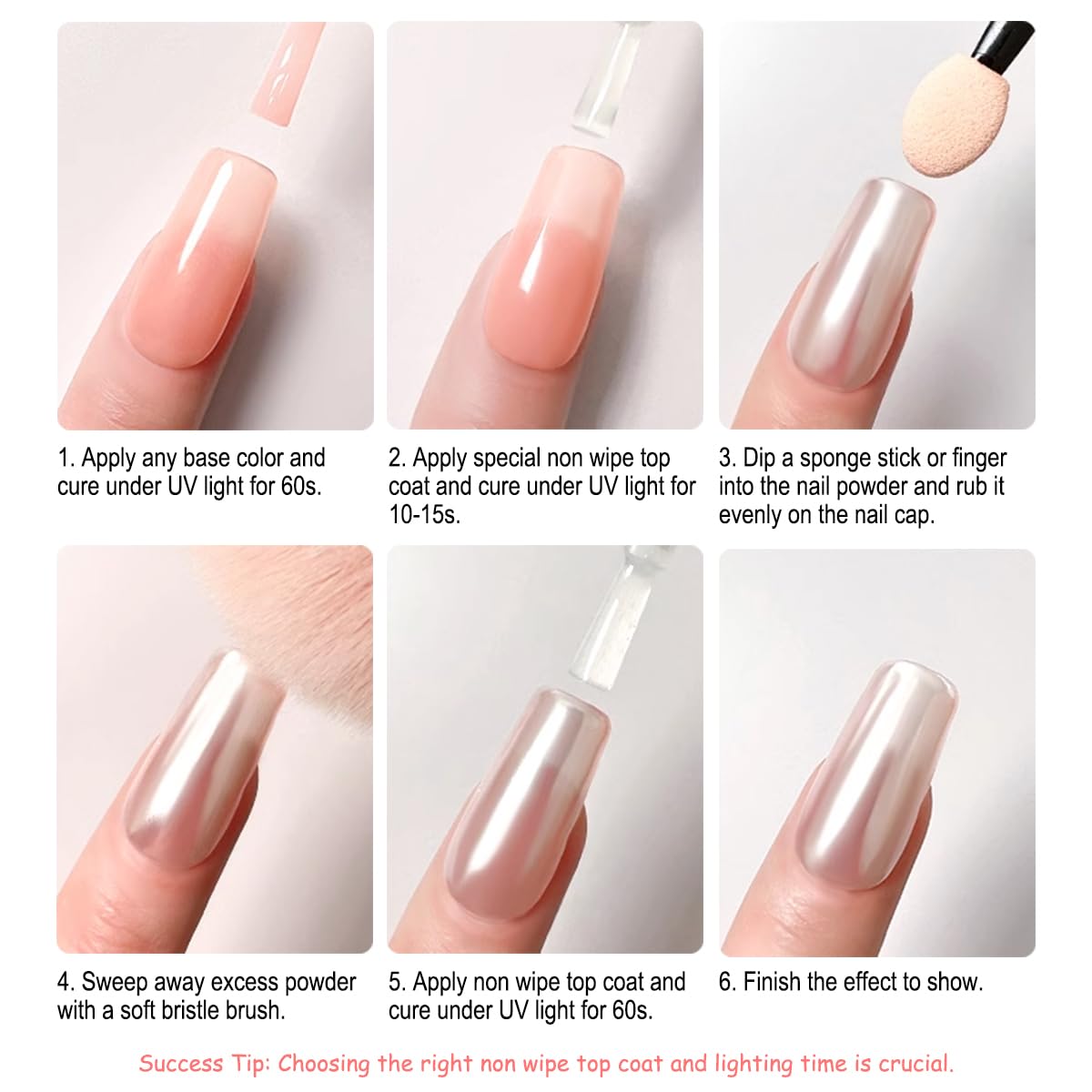 Fokostar nail swatch on white base demonstrating bright pearlescent mirror effect
