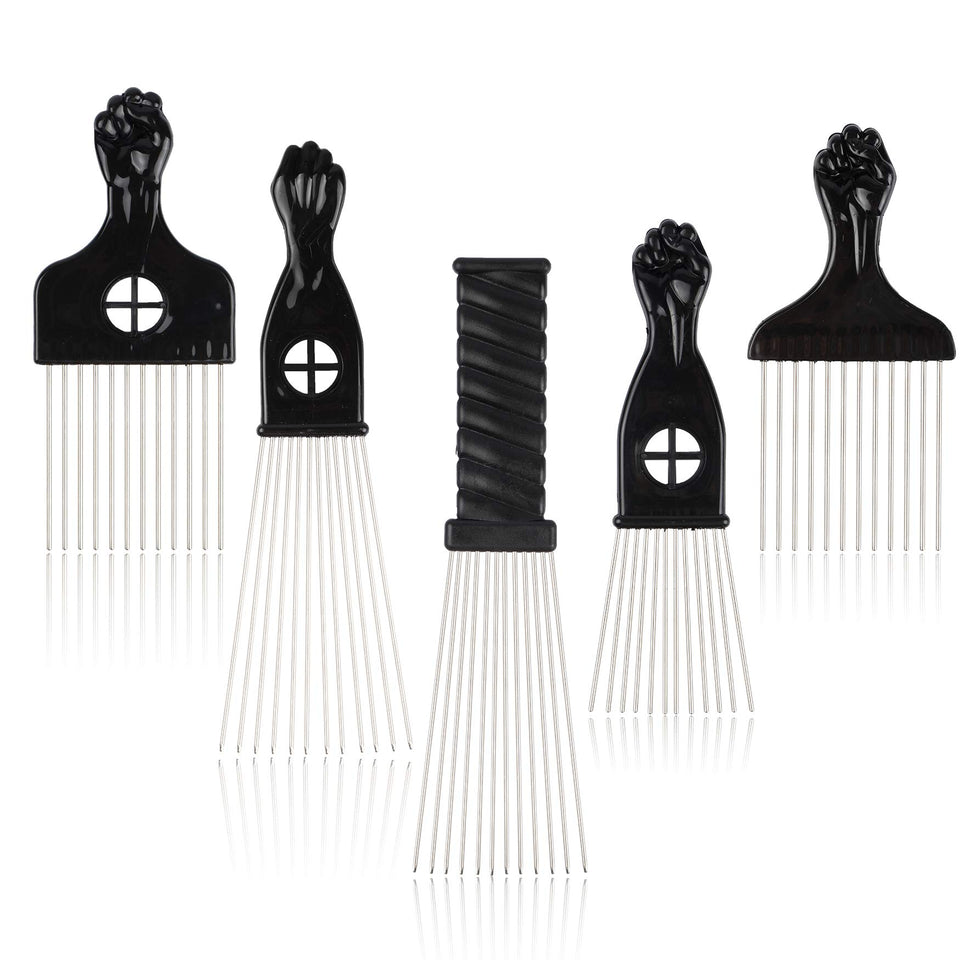 Folansy front view of five black combs showing variety and easy selection