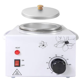 folconroad front-facing pot showing clean white design and 600cc capacity, promotes convenient home waxing