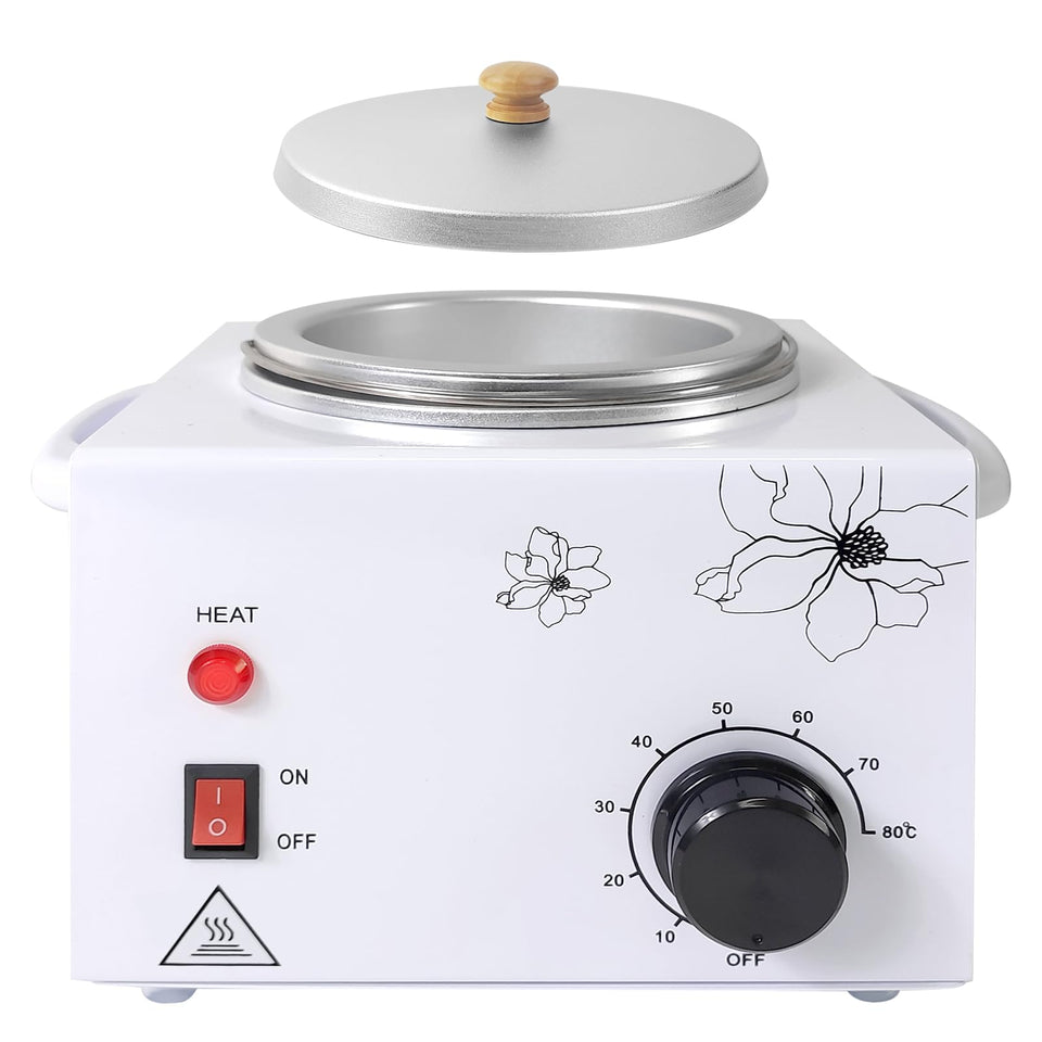 folconroad front-facing pot showing clean white design and 600cc capacity, promotes convenient home waxing