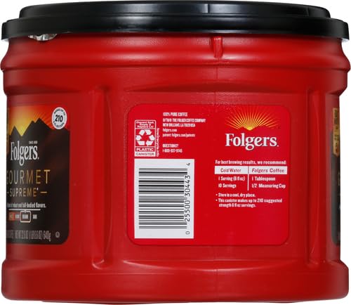Folgers Gourmet Supreme being poured into a French press, yielding fuller-bodied cup