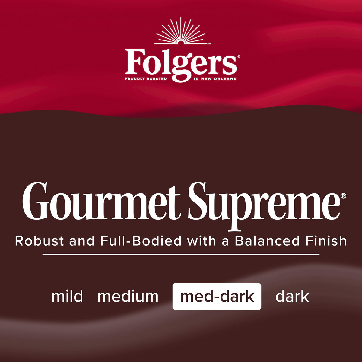 Folgers Gourmet Supreme ground coffee texture close-up showing rich, consistent grounds
