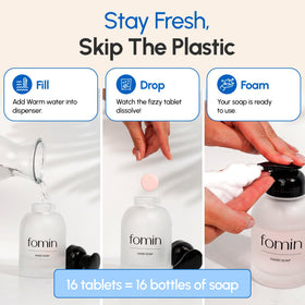 FOMIN tablet dissolving in a bottle to make foaming soap quickly