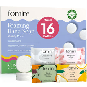 FOMIN front pack showing 16 tablets and eco benefits