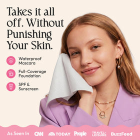FOMIN wipe removing eye makeup illustrating effective gentle removal without tugging