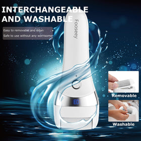 Fooseey device in hand to show scale and ergonomic grip for comfortable handling